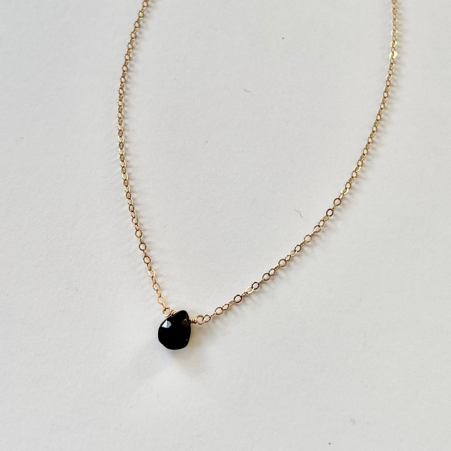 Mini Black Spinel Teardrop Necklace
