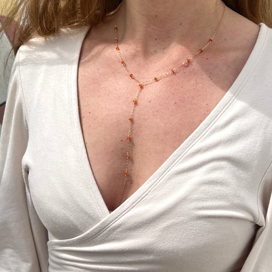 Carnelian wire wrap y-necklacce
