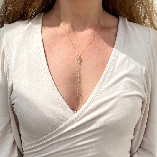 Clear Quartz Double Drop Y-Necklace