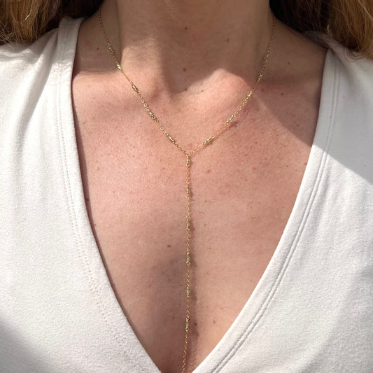 Peridot Wire Wrap Y-necklace