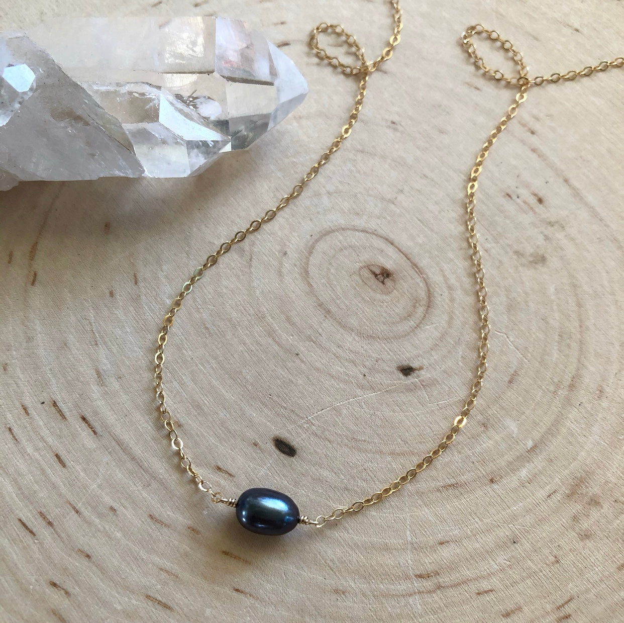 Purple Pearl Necklace - Mini Pendant with 14K Gold Filled Chain