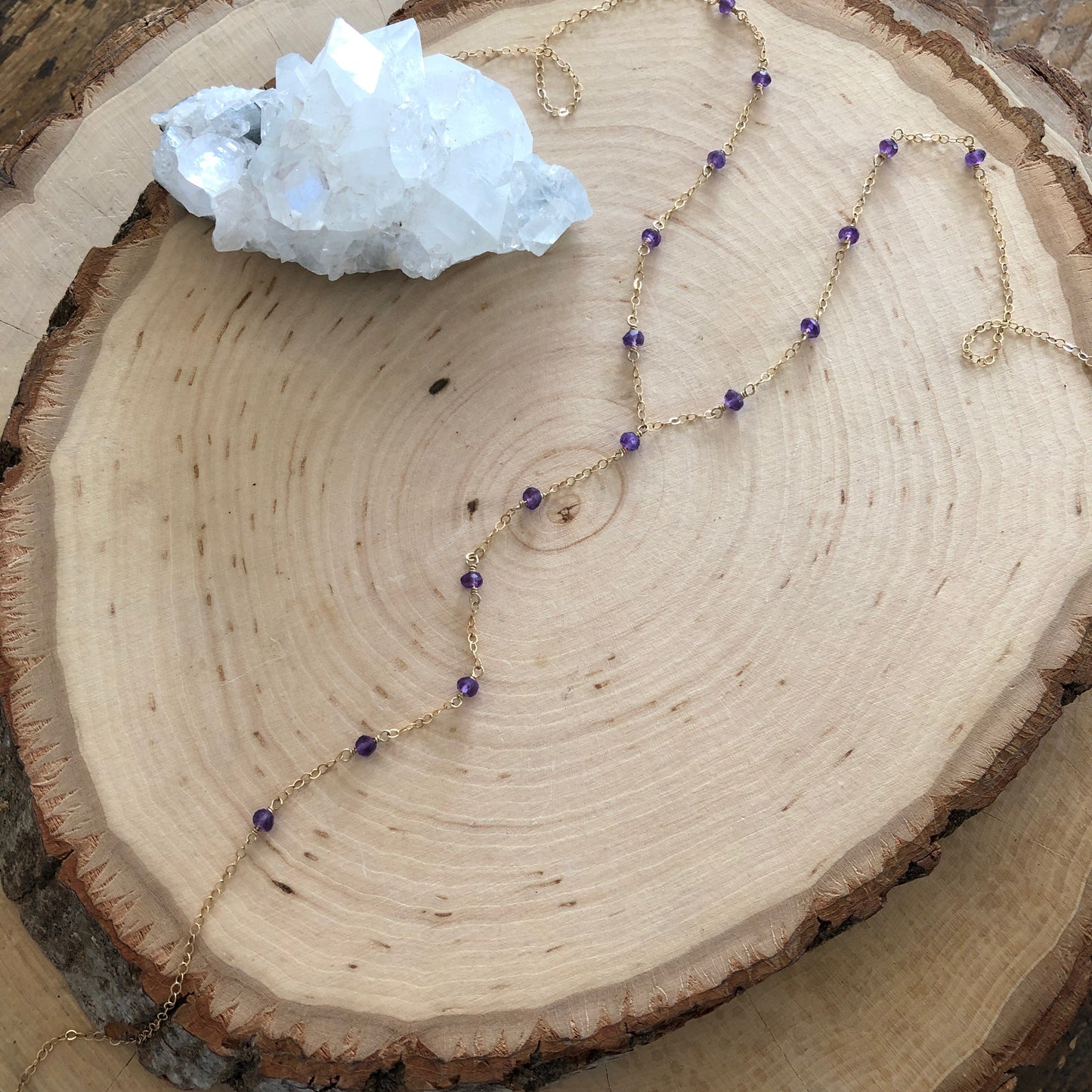 Amethyst Wire Wrap Y-Necklace