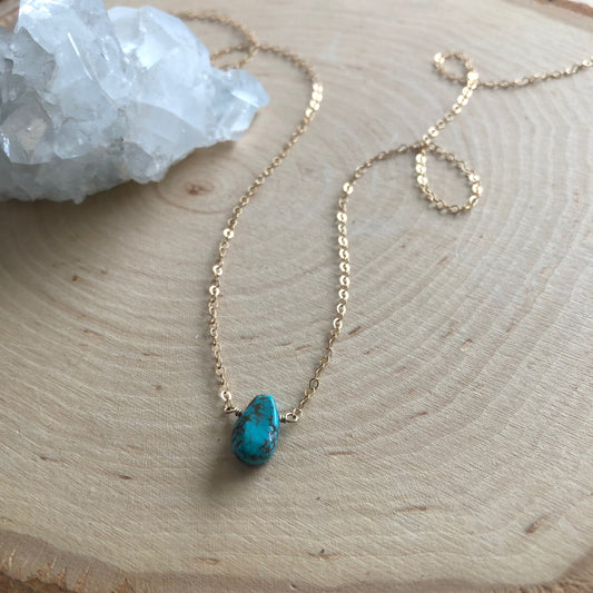 Mini Turquoise Teardrop Necklace