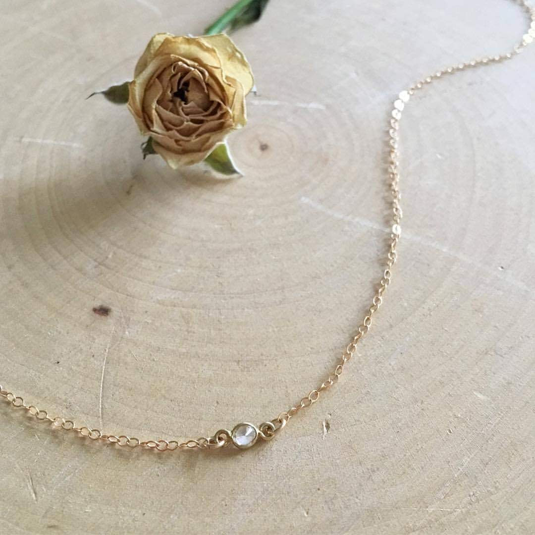 Mini Cubic Zirconia Single Station Necklace