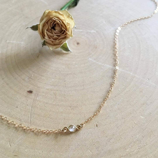 Mini Cubic Zirconia Single Station Necklace
