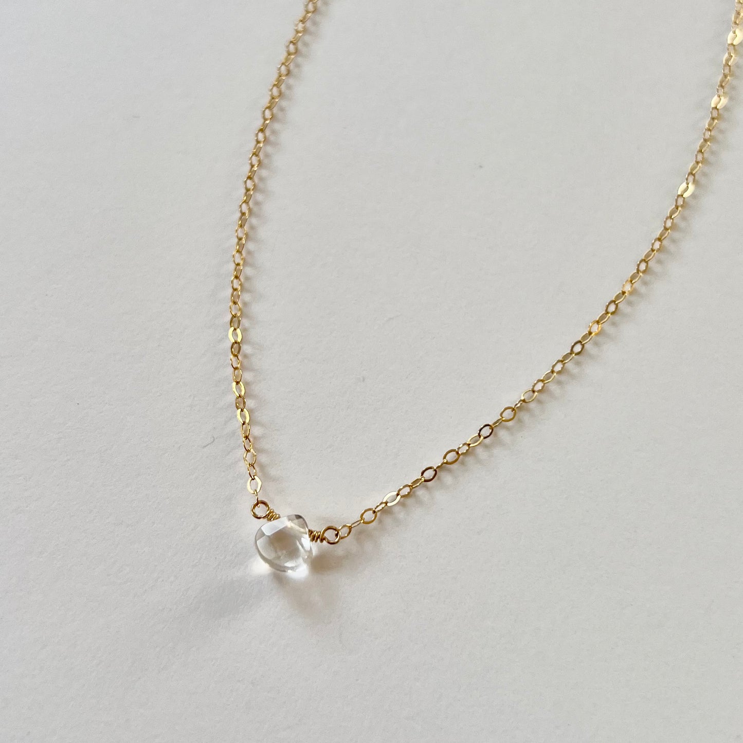 Mini Clear Quartz Teardrop Necklace
