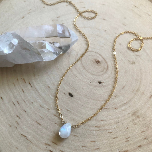Mini Moonstone Pendant Necklace