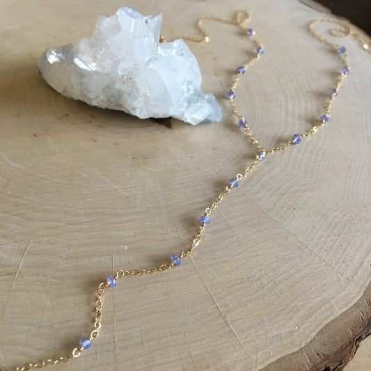 Tanzanite Wire Wrap Y-necklace