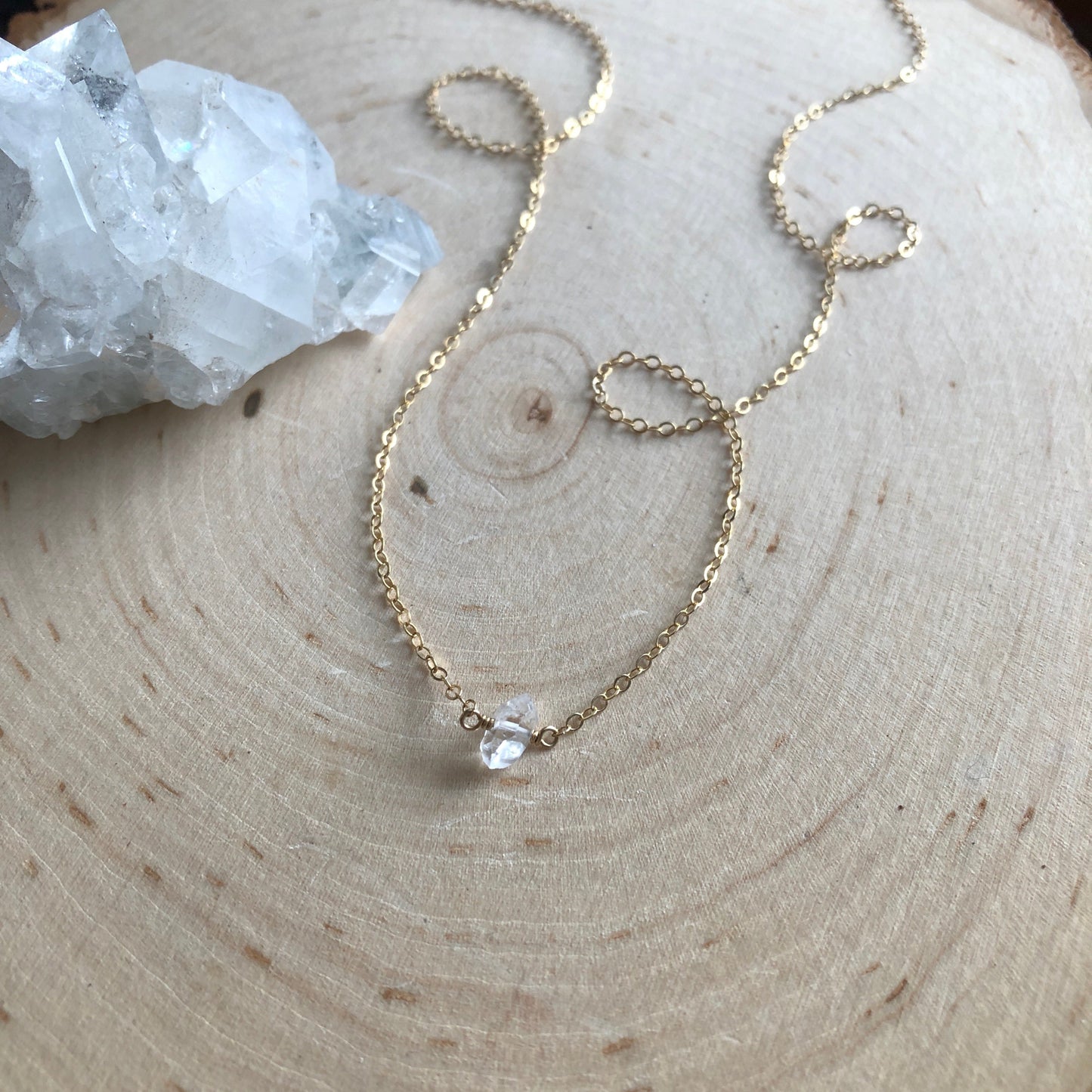 Mini Herkimer Diamond Crystal Necklace
