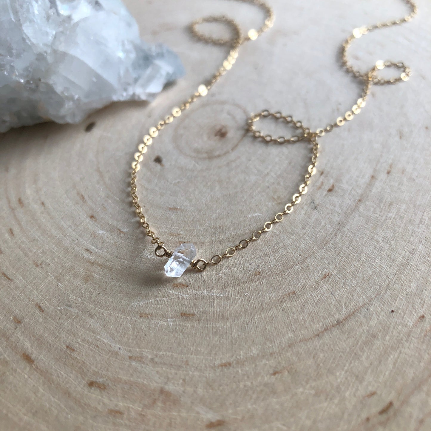 Mini Herkimer Diamond Crystal Necklace